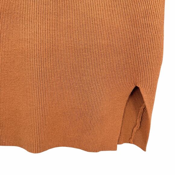Hyfve Brown Ribbed Knit Sweetheart Neckline Bodycon Long Sleeve Fall Mini Dress - Picture 7 of 12
